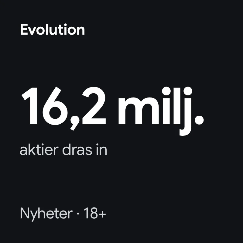 Evolution drar in 16 miljoner återköpta aktier