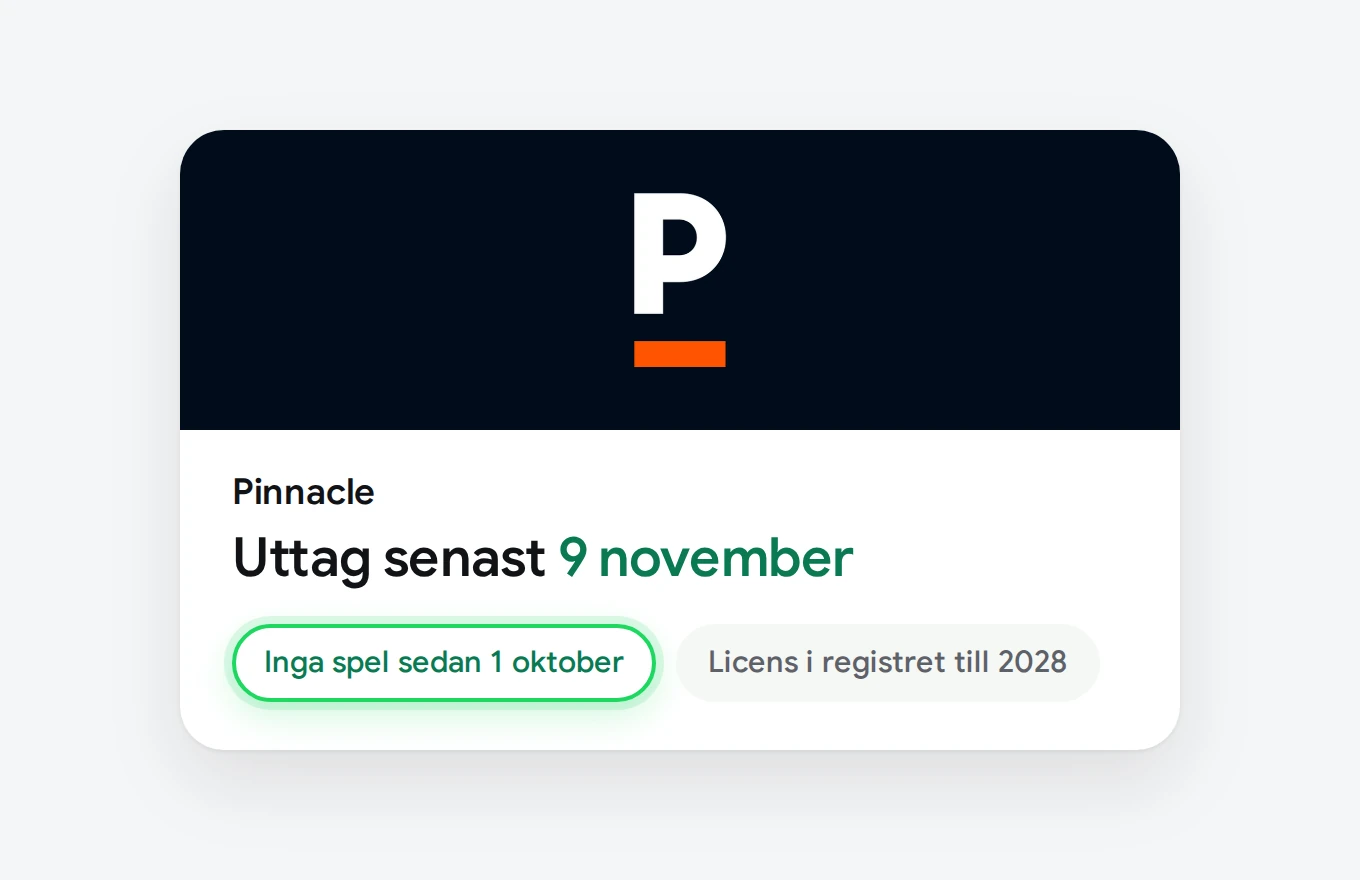Pinnacle: uttag senast 9 november