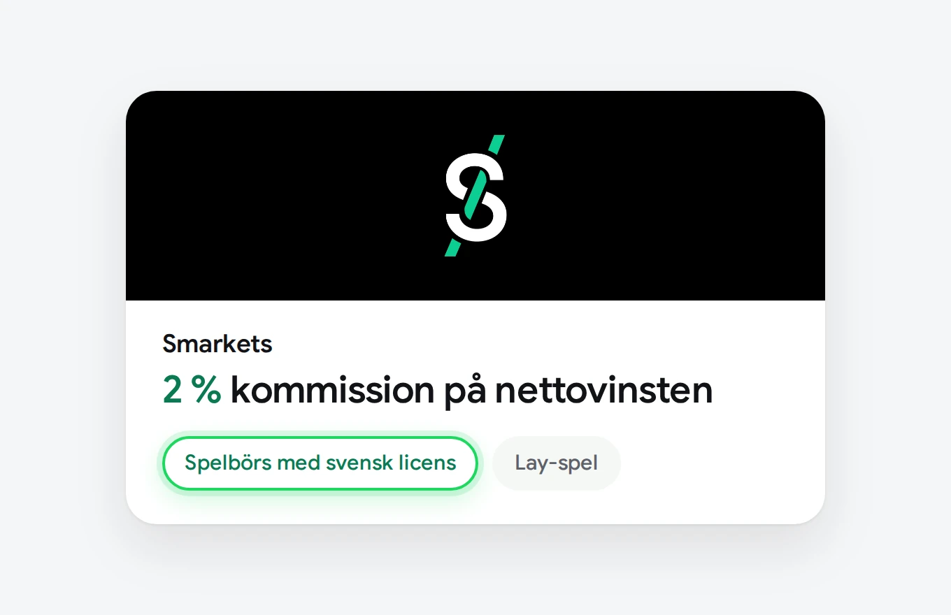 Smarkets: 2 % kommission på nettovinsten