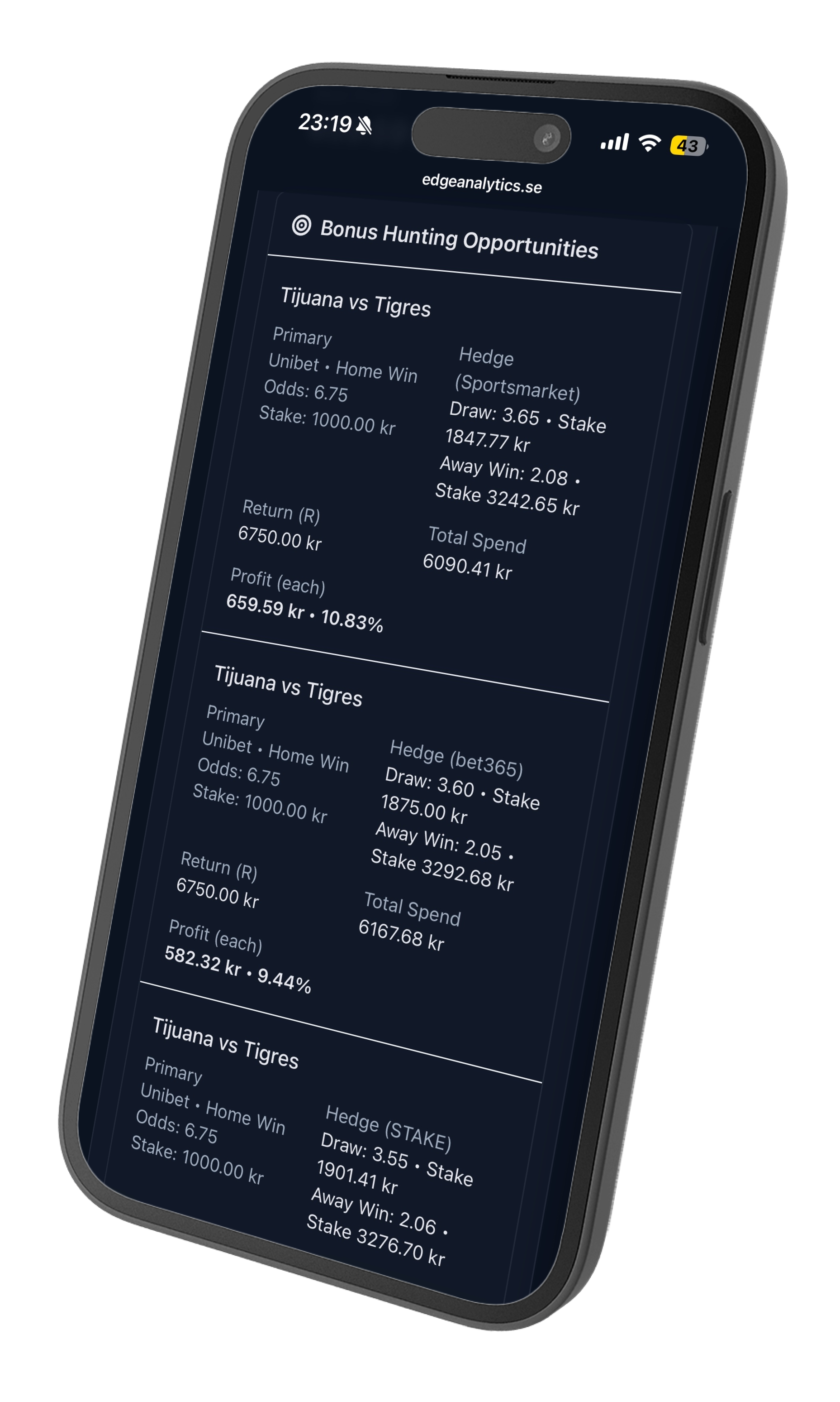 Bonus hunting interface