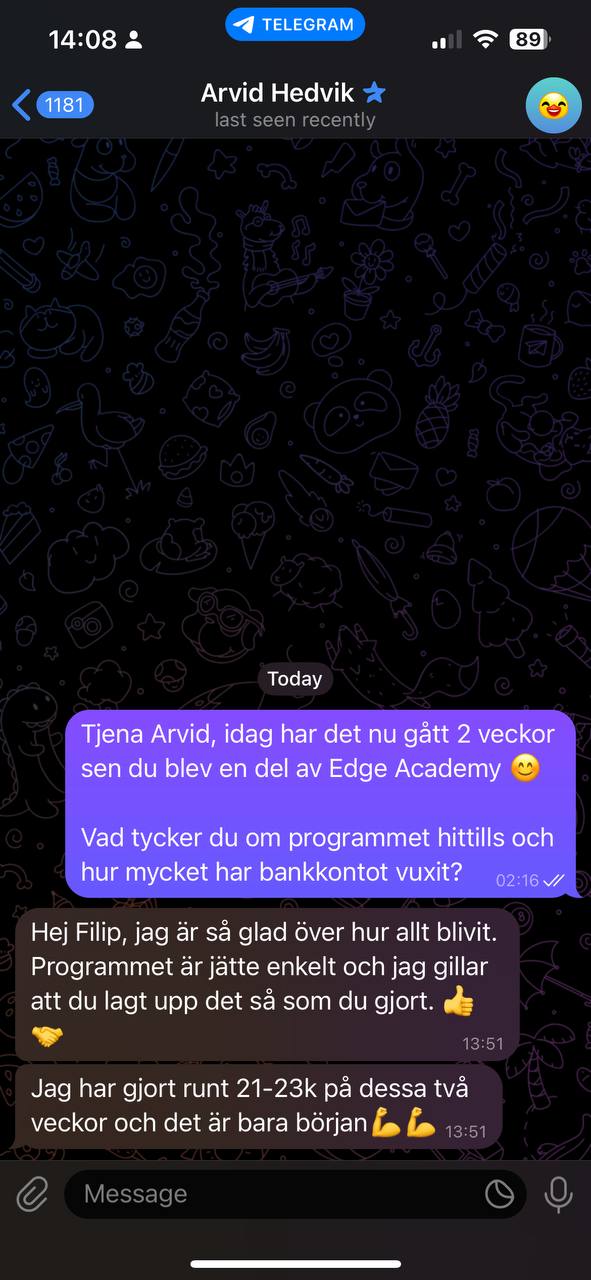 Arvid Hedvik 14-dagars checkup skärmbild