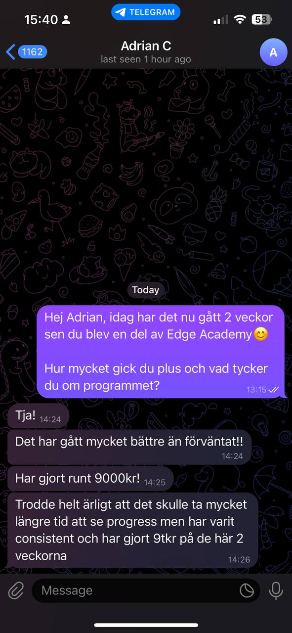 Adrian C. 14-dagars checkup skärmbild