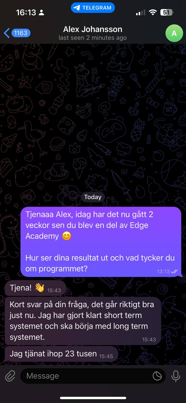 Alex Johansson 14-dagars checkup skärmbild